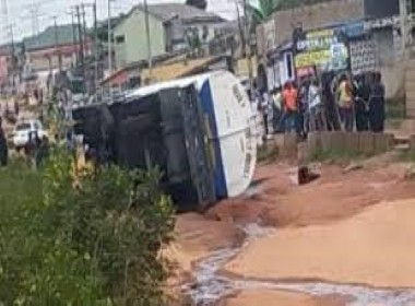 Petrol Tanker fall in Lambe Ogun State Photo