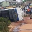 Petrol Tanker Falls at Lambe, Ogun State Photo