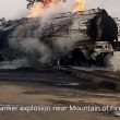 Tanker explosion near Mountain of Fire. Photo