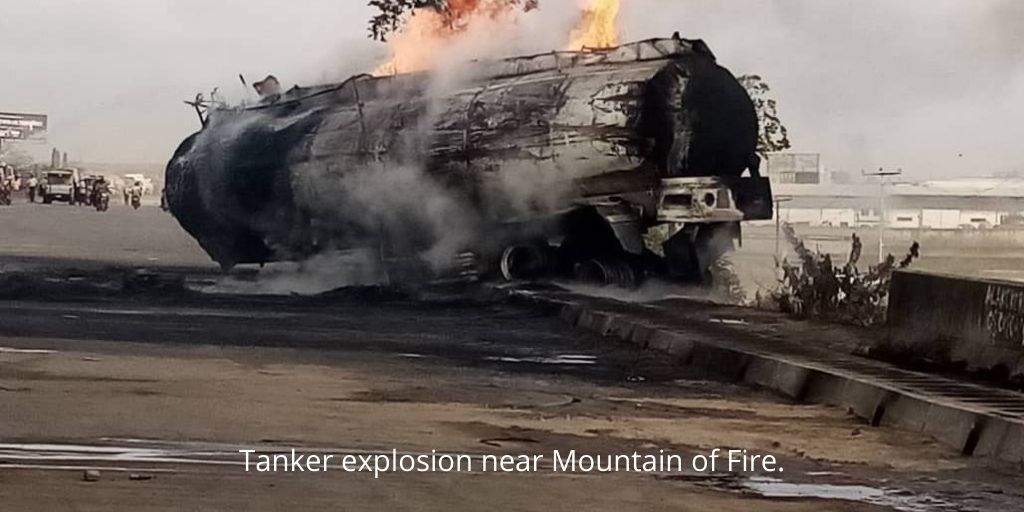 Tanker explosion near Mountain of Fire. Photo