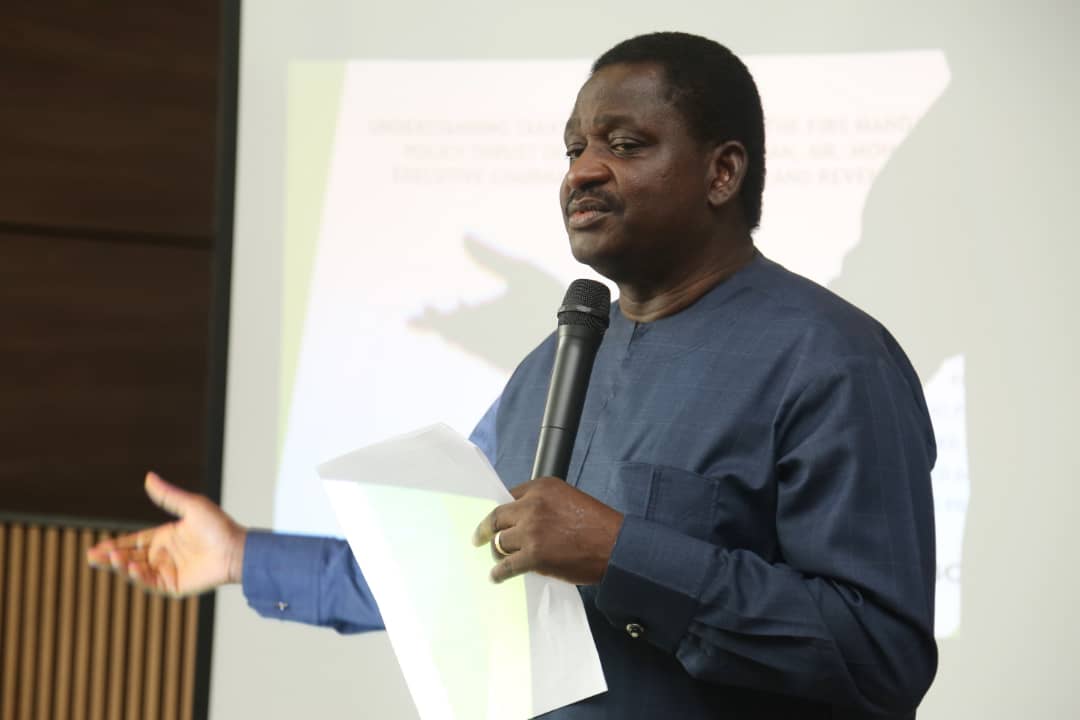 Chief Femi Adesina, OON, FNGE, Special Adviser to the President on Media and Publicity, delivering his speech during the training programme