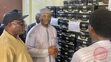 Mahmood Yakubu INEC Chairman Arrived in Benin