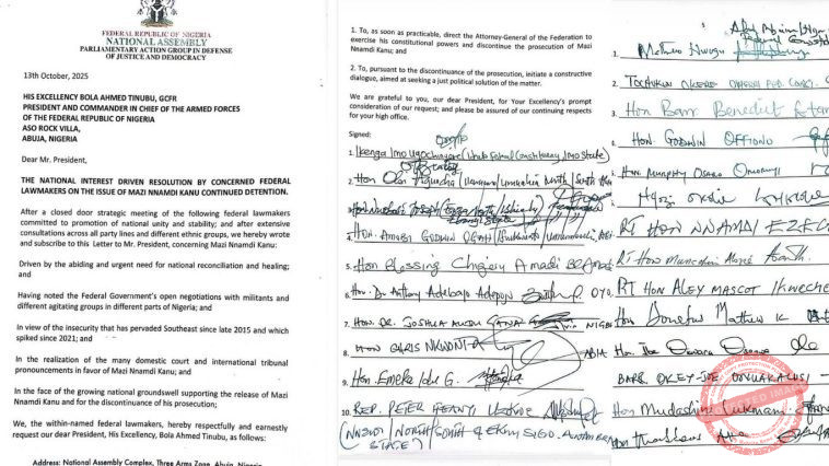 Concerned Lawmakers Ask Tinubu to Release Nnamdi Kanu