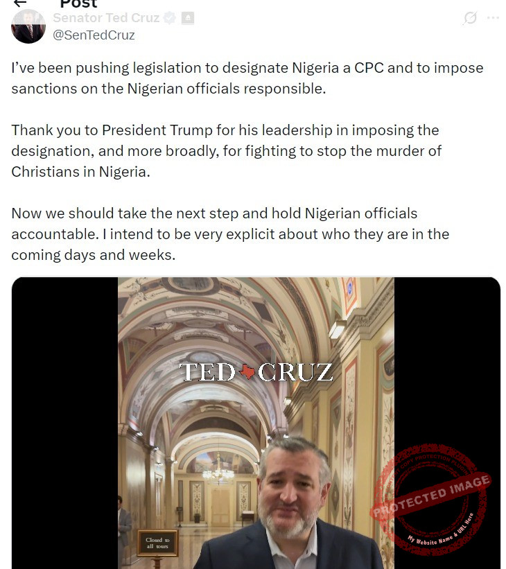 U.S. Senator Vows Sanctions Against Nigerian Officials Over Christian Killings, Commends Trump for CPC Designation