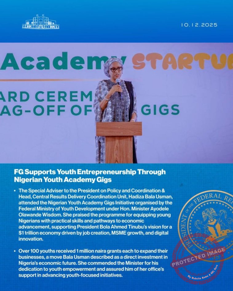 FG Empowers Young Entrepreneurs: 100 Youths Receive ₦1m Each Under Nigerian Youth Academy Gigs Initiative